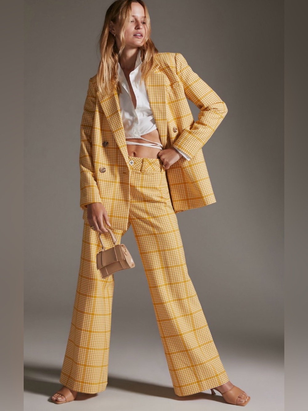 Anthropologie Maeve Yellow Plaid Wide-Leg Pants Trousers Sz 10 NWOT NEW